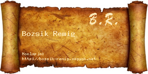 Bozsik Remig névjegykártya